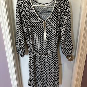 Business Casual Black and White Patterned Dress